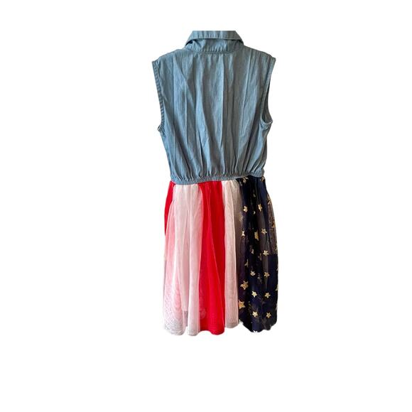 Disney Junior "Minnie" Girls Red / White / Blue Tulle/ Denim Dress Sz 5T - Picture 3 of 6